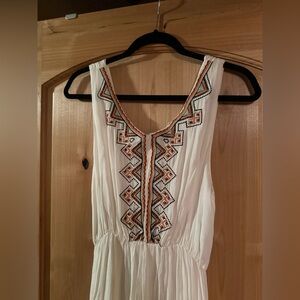 POL Embroidered White Sleeveless Dress